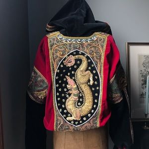 Vintage velvet embroidered bomber jacket
